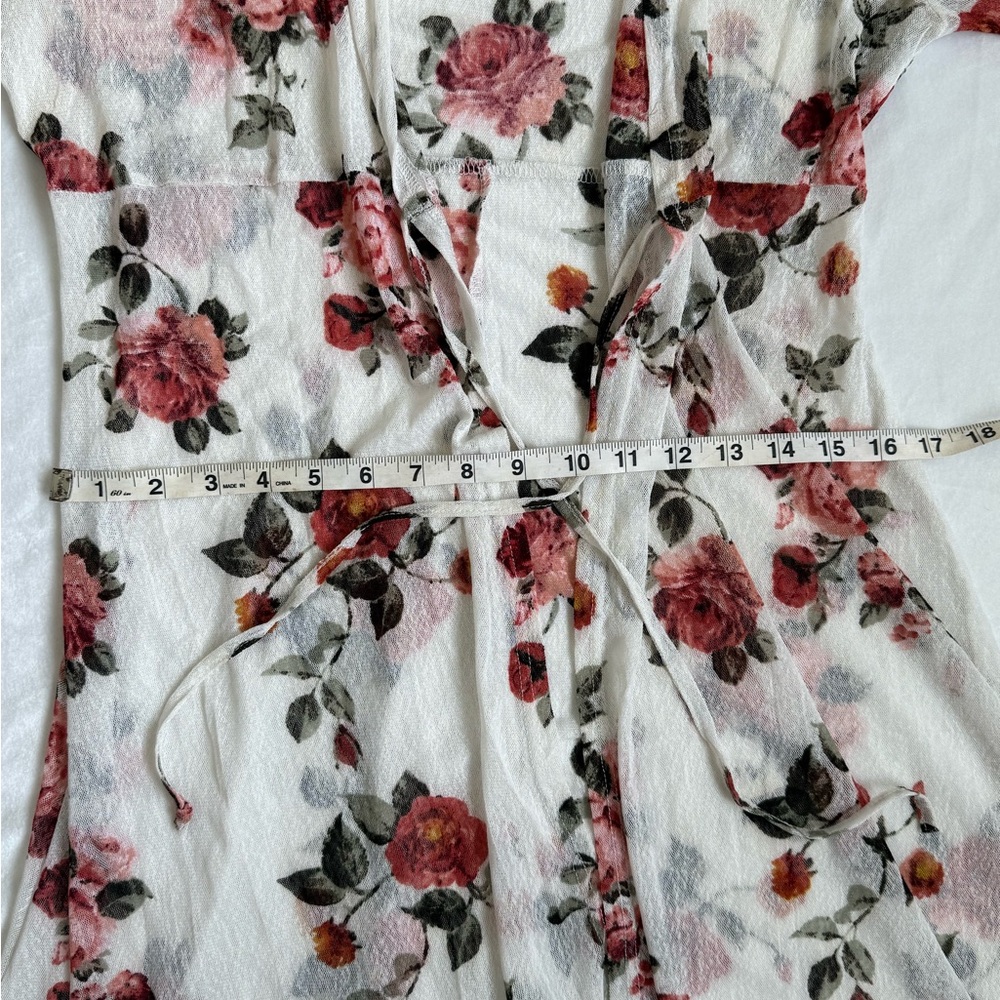 Siren Lily White and Pink Floral Long Sleeve Sheer Coverup - Picture 5 of 6